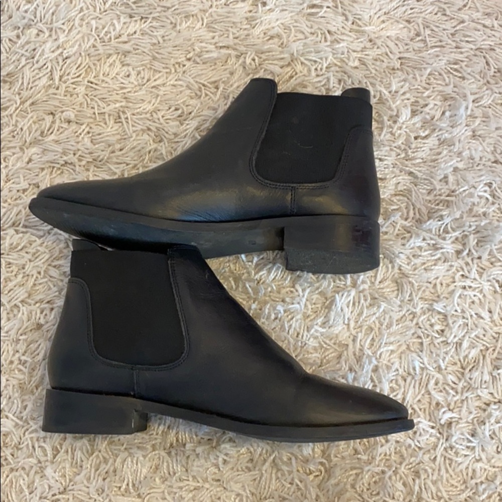 Black leather ankle booties
